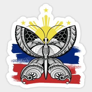 Philippine 3 Star & Sun / Tribal line Art Butterfly Sticker